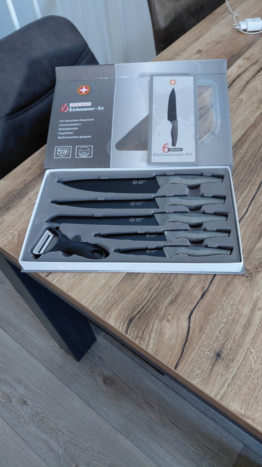 6 delig nieuw messenset, Ophalen, Nieuw, Rvs of Chroom