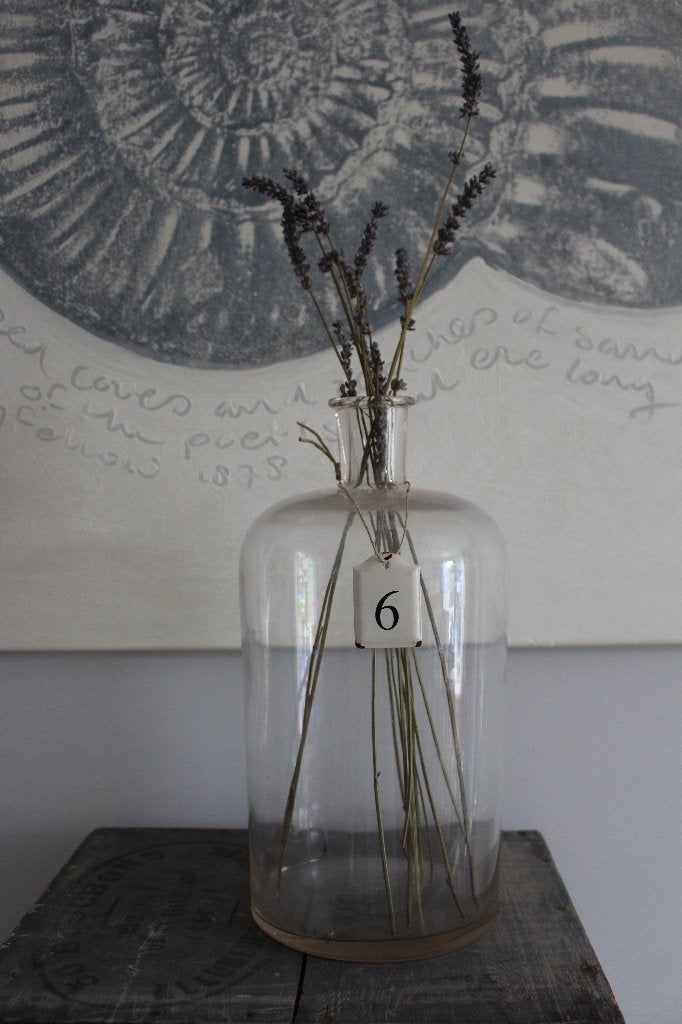 Oude brocante gistfles / vaas blank glas *Pronck & Praal*, Ophalen of Verzenden