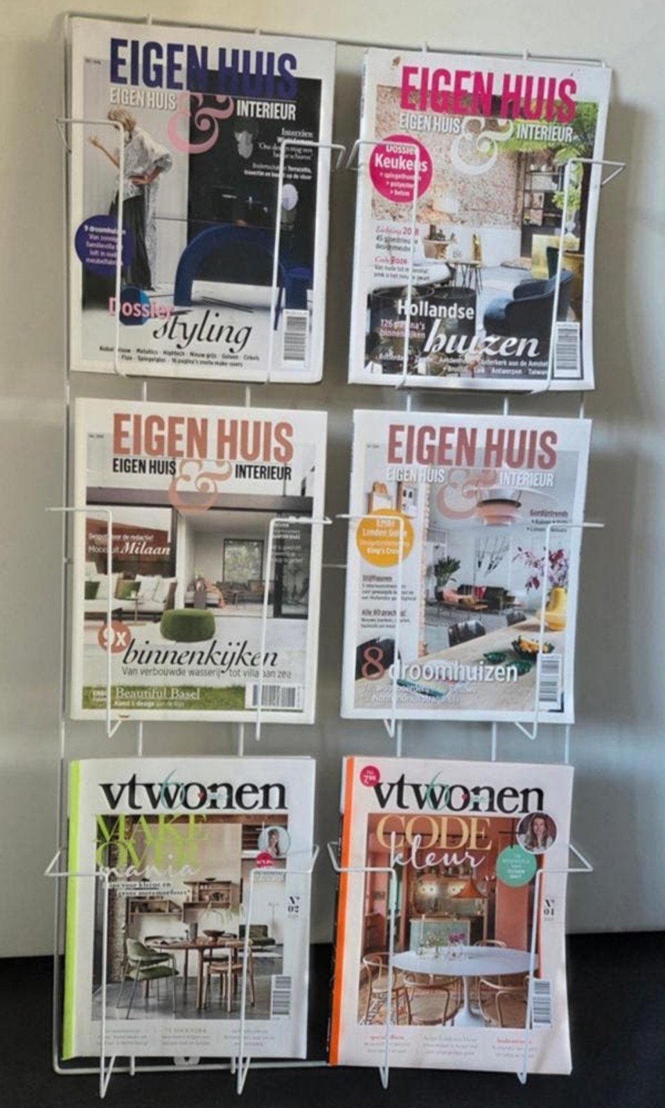 Wit metalen tijdschriftenrek voor wandmontage, Ophalen, Metaal, Modern, Tijdschriftenrek
