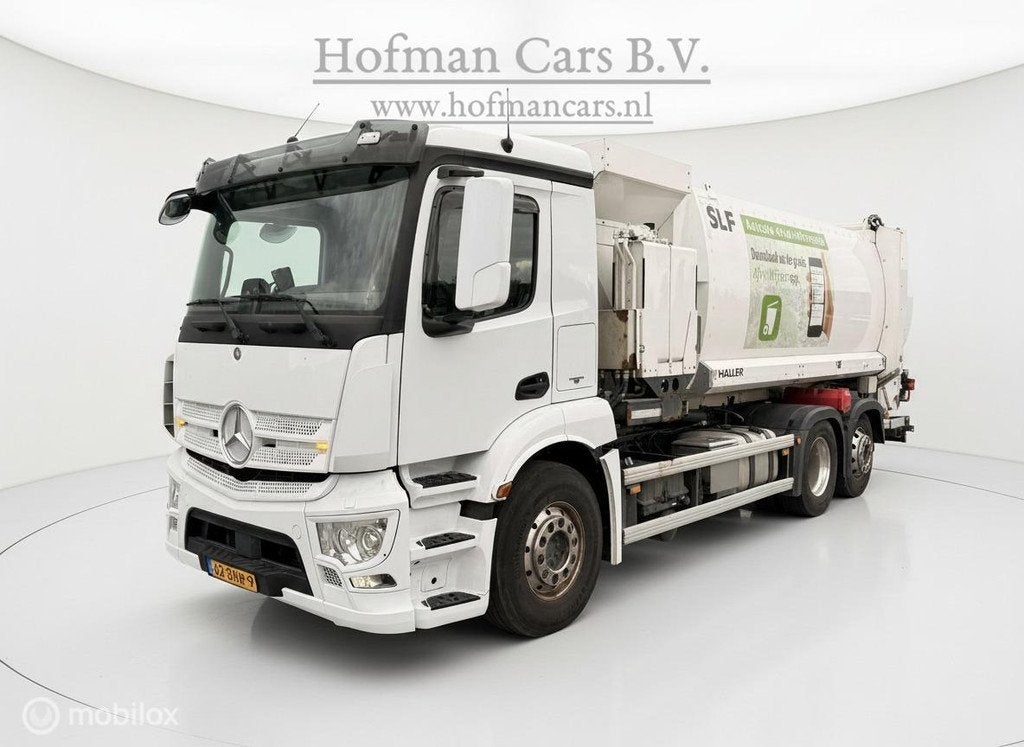 Mercedes Antos Euro 6 Vuilniswagen 2016 Opbouw Haller SLF Zi, Auto's, Vrachtwagens, Automaat, Achterwielaandrijving, Wit, Bedrijf