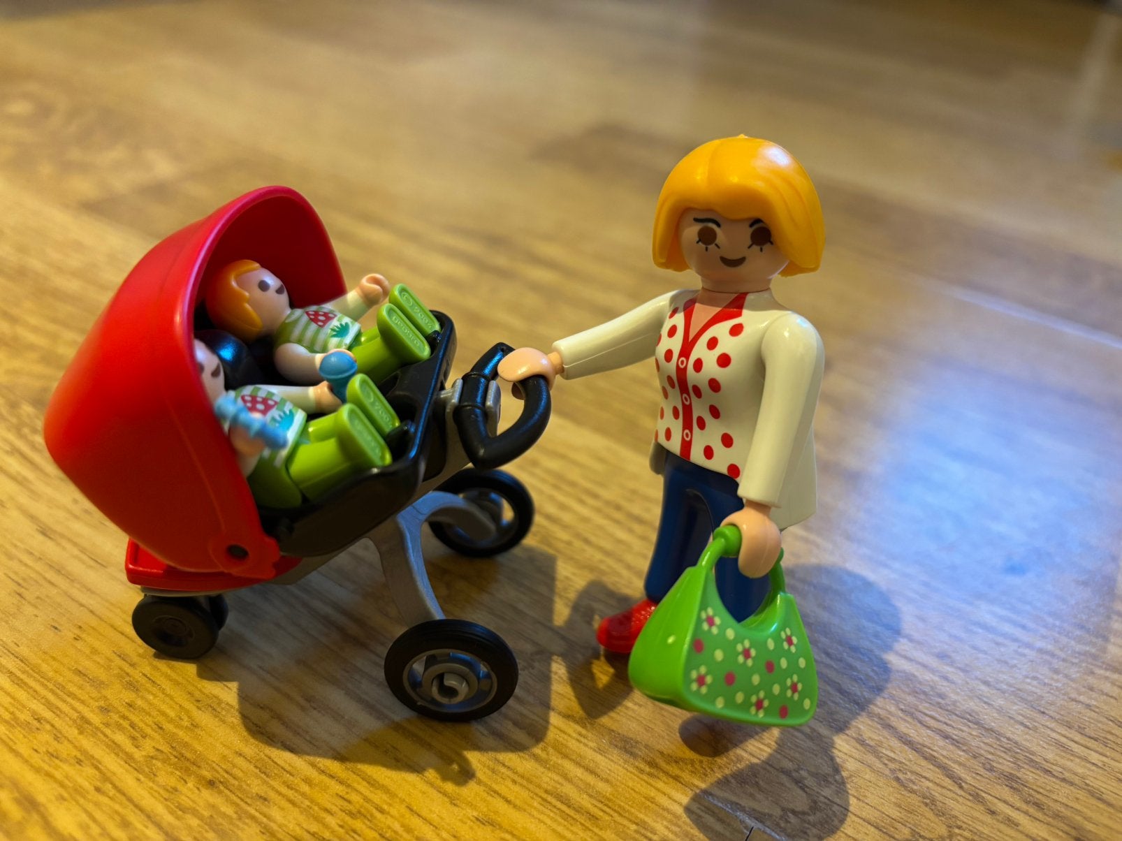 Playmobil moeder met tweeling in kinderwagen, Ophalen of Verzenden, Gebruikt, Jongen of Meisje