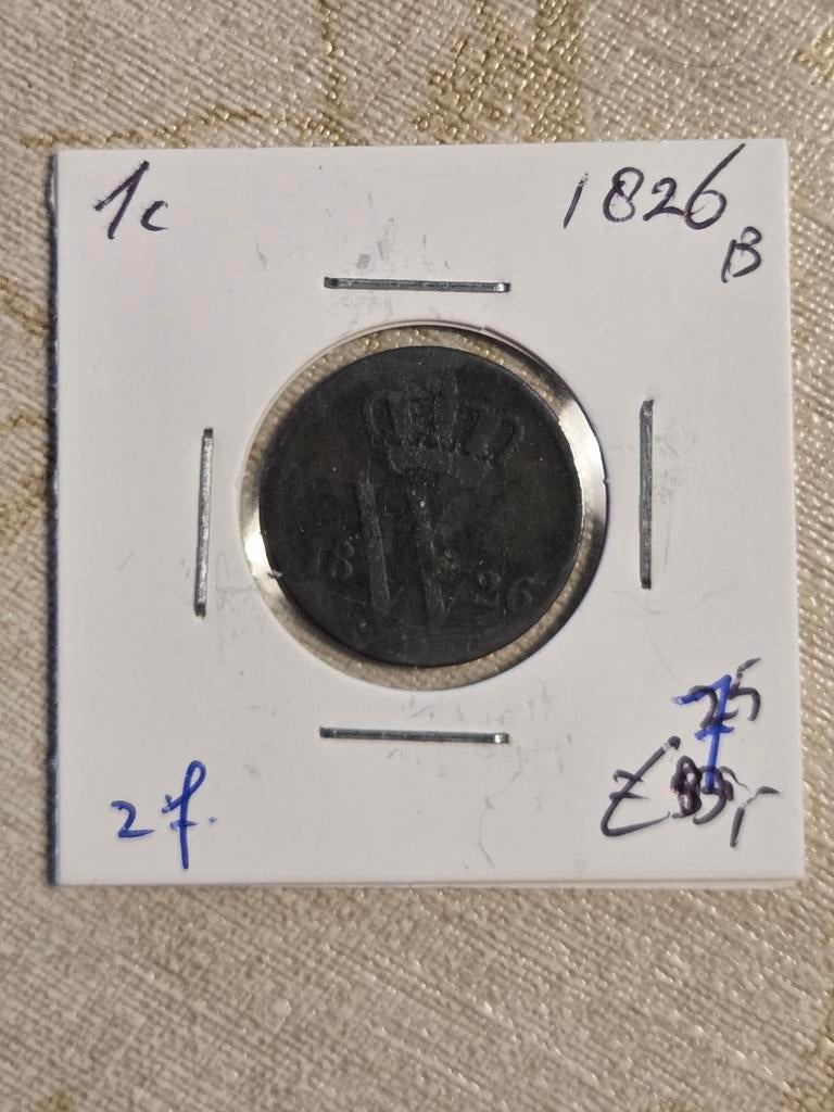 1 cent munt Koning Willem I 1826B., Postzegels en Munten, Munten | Nederland, Ophalen of Verzenden, Koning Willem I, 1 cent, Losse munt