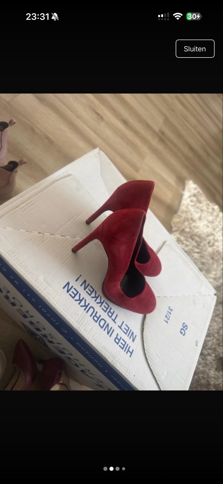 Rode suède pumps met hoge hak, Ophalen, Pumps, Zo goed als nieuw, Rood