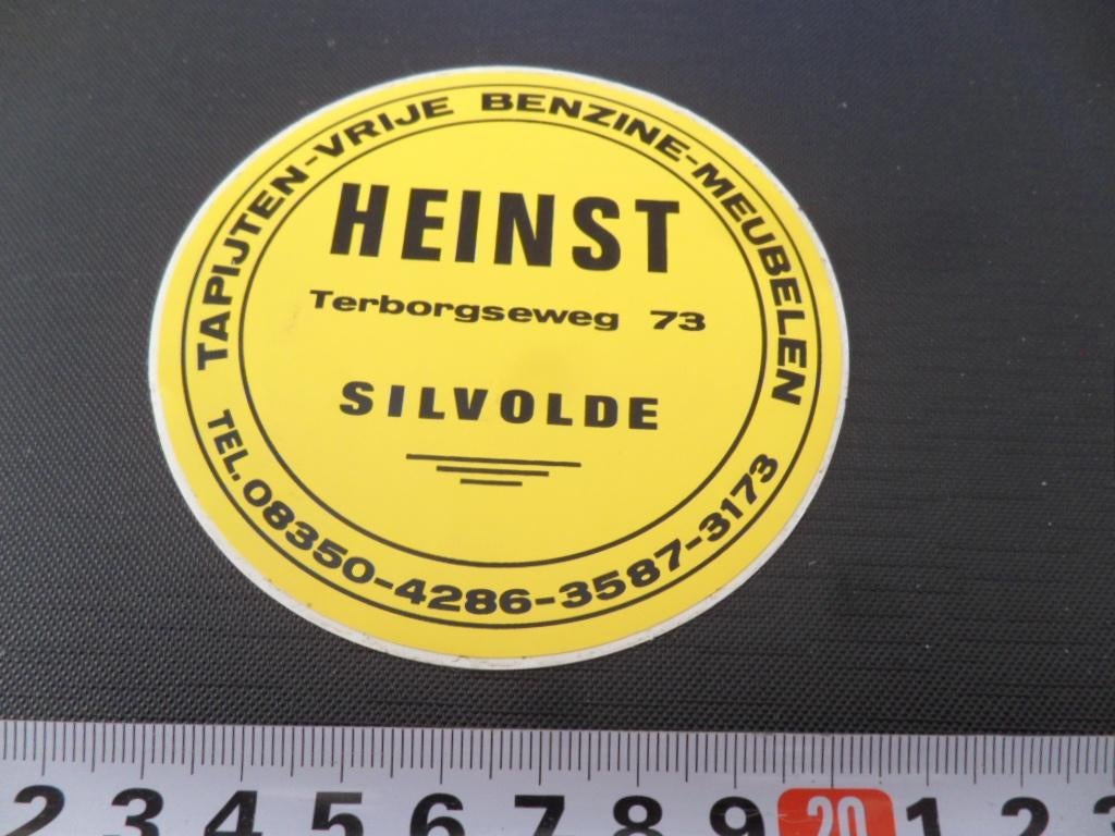 sticker silvolde HEINST tapijten vrije benzine meubelen, Verzamelen, Stickers, Zo goed als nieuw, Ophalen