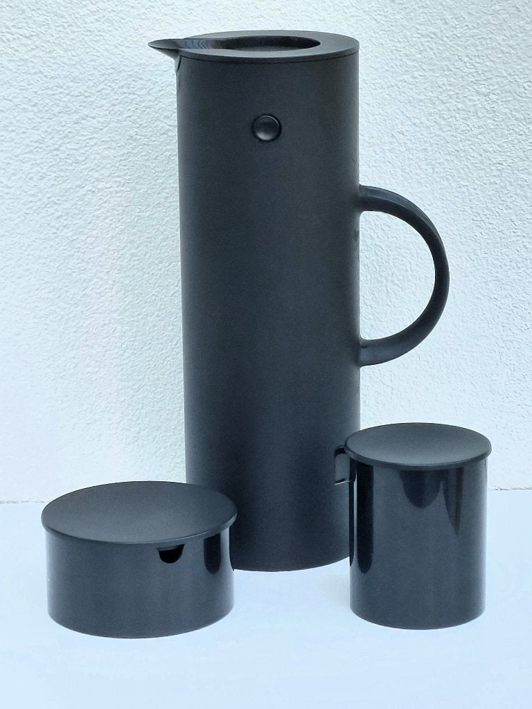 Stelton koffiekan en melk/suikerpot (250704), Kunststof, Ophalen of Verzenden, Zwart, Overige merken