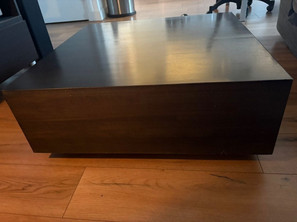 Donkerbruine salontafel van Henk Vos bij Linteloo, Ophalen, 50 tot 100 cm, Vierkant, 50 tot 100 cm
