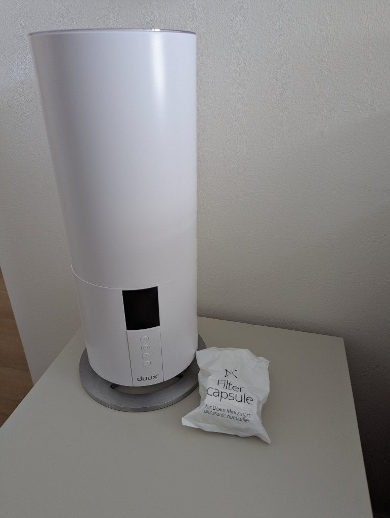 Duux Mini Beam 2 Ultrasone Luchtbevochtiger Wit + Filter, Ophalen of Verzenden, Zo goed als nieuw, Luchtbevochtiger