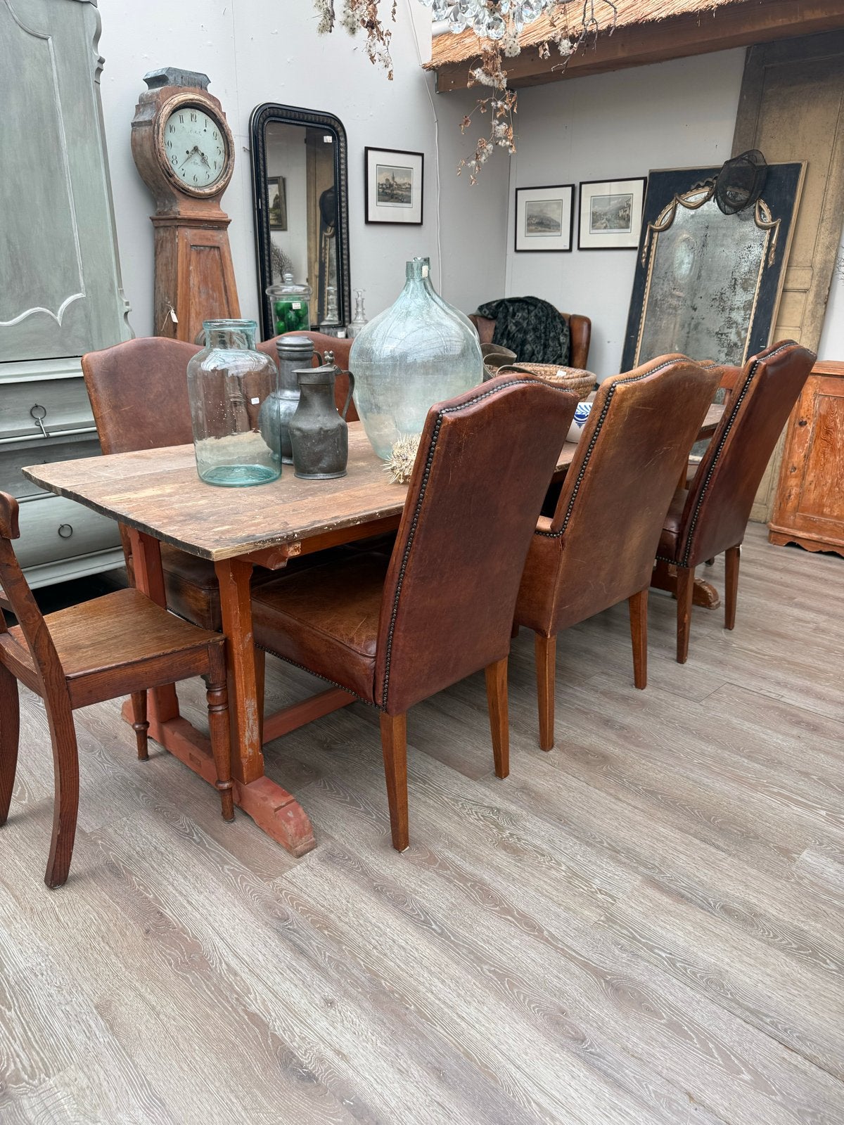 Set van 6 schapenleren eetkamerstoelen, vintage, Ophalen