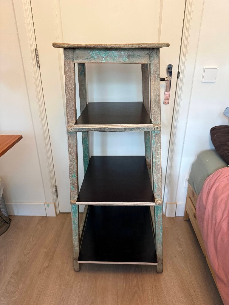 Unieke Vintage Groene Reddersstoel / Plankenrek, Ophalen, Gebruikt, Hout