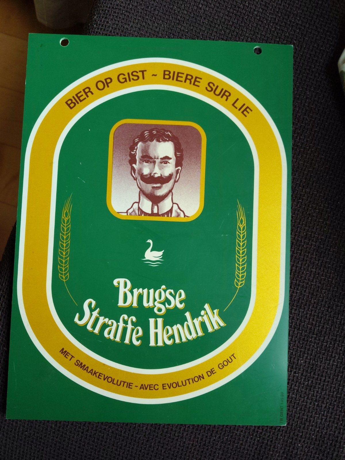 plastic advertentie bord Straffe Hendrik 1989, Verzamelen, Ophalen of Verzenden, Zo goed als nieuw, Reclamebord, Plaat of Schild