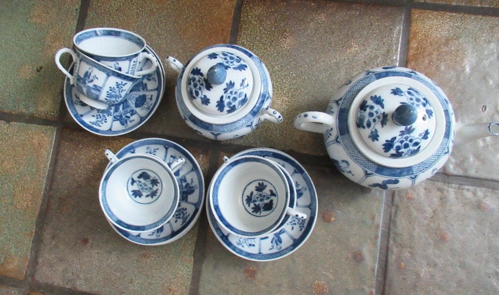 6 KOP+ SCHOTELS,THEEPOT,SUIKERPOT-LANGE LIJS,-MOSA ca 1910, Ophalen of Verzenden