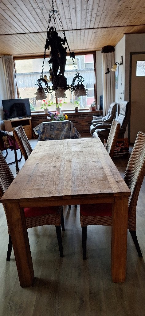 Eettafel, Teakhout, Zo goed als nieuw, 150 tot 200 cm, Rechthoekig