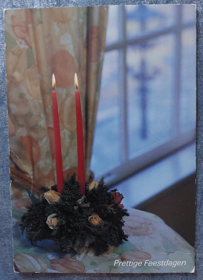 Kerstkaart, kerststukje, Rob Chrispijn [5535]  [VeAnAn], Ophalen of Verzenden, 1980 tot heden, Ongelopen, Feest(dag)