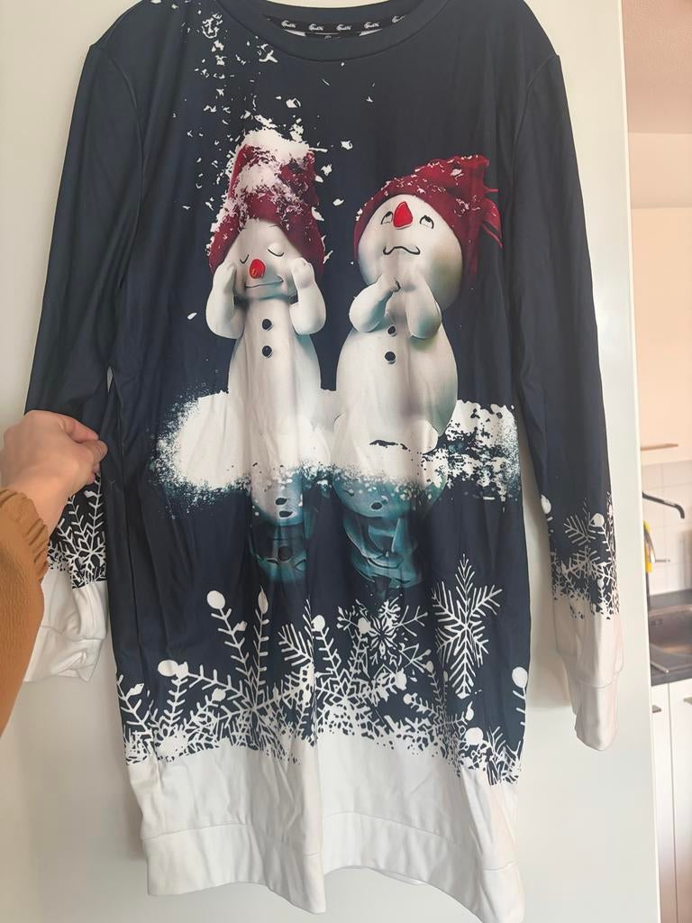 Kersttrui met sneeuwpoppen - Maat XL, Blauw, Maat 46/48 (XL) of groter, Nieuw, Ophalen of Verzenden