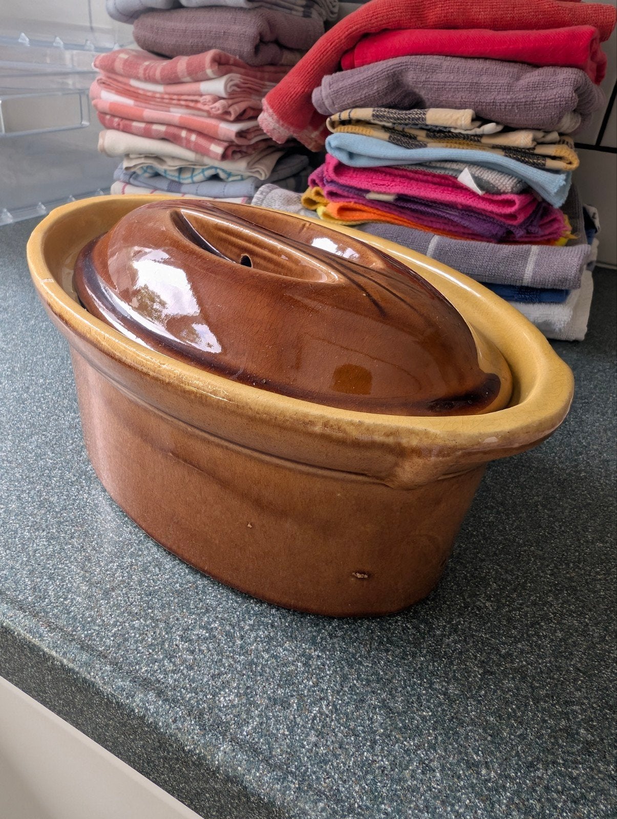La Bourguignon aardewerken stoofpot met deksel, Gebruikt, Met deksel, Overige typen, Ophalen of Verzenden