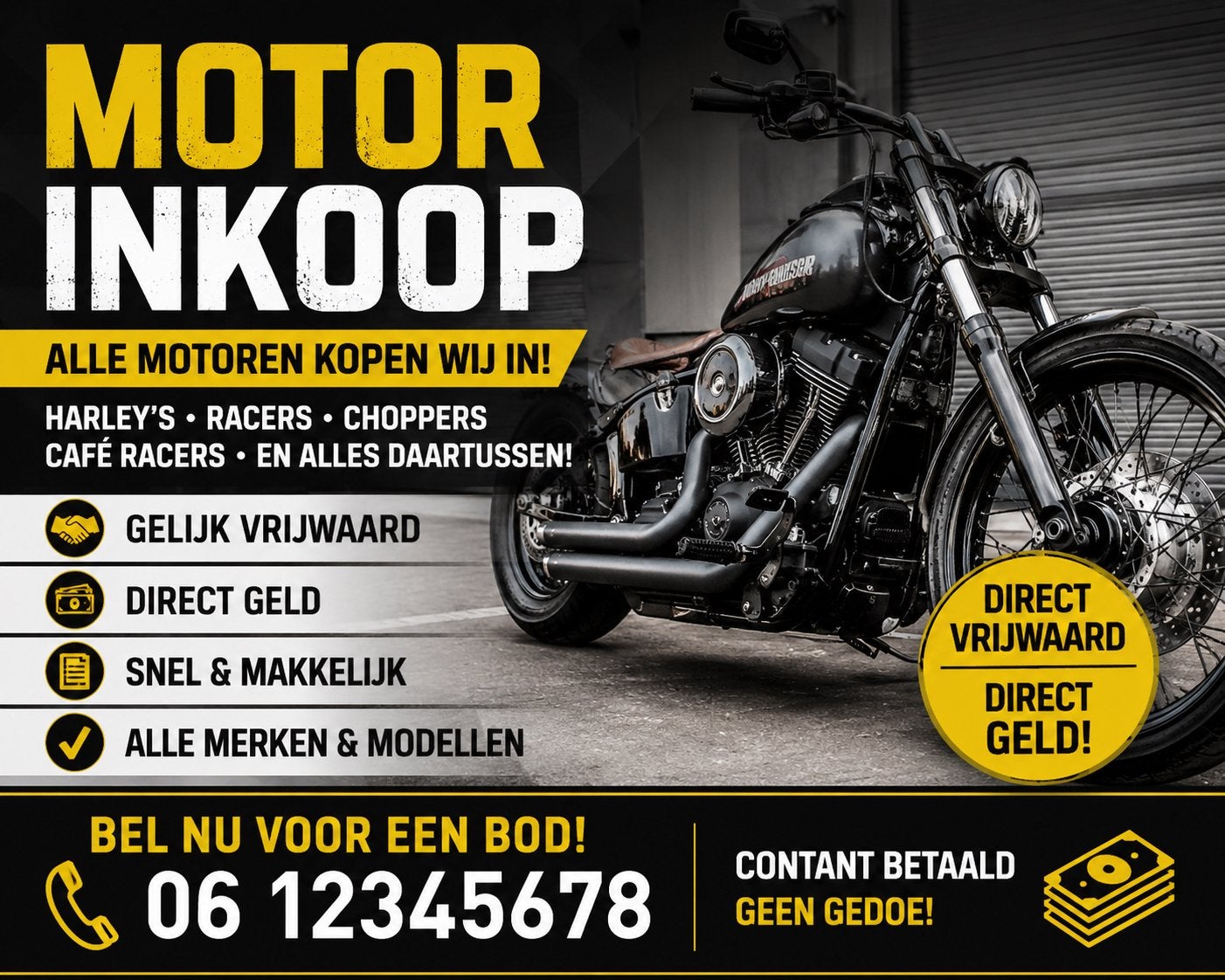 Motoren Inkoop Choppers, Racers – Direct Geld & Vrijwaring, Eén persoon