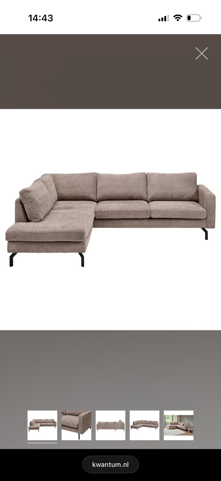 Hoekbank Marano Kwantum - Zo goed als nieuw, Ophalen, 250 tot 300 cm, 100 tot 125 cm, Hoekbank
