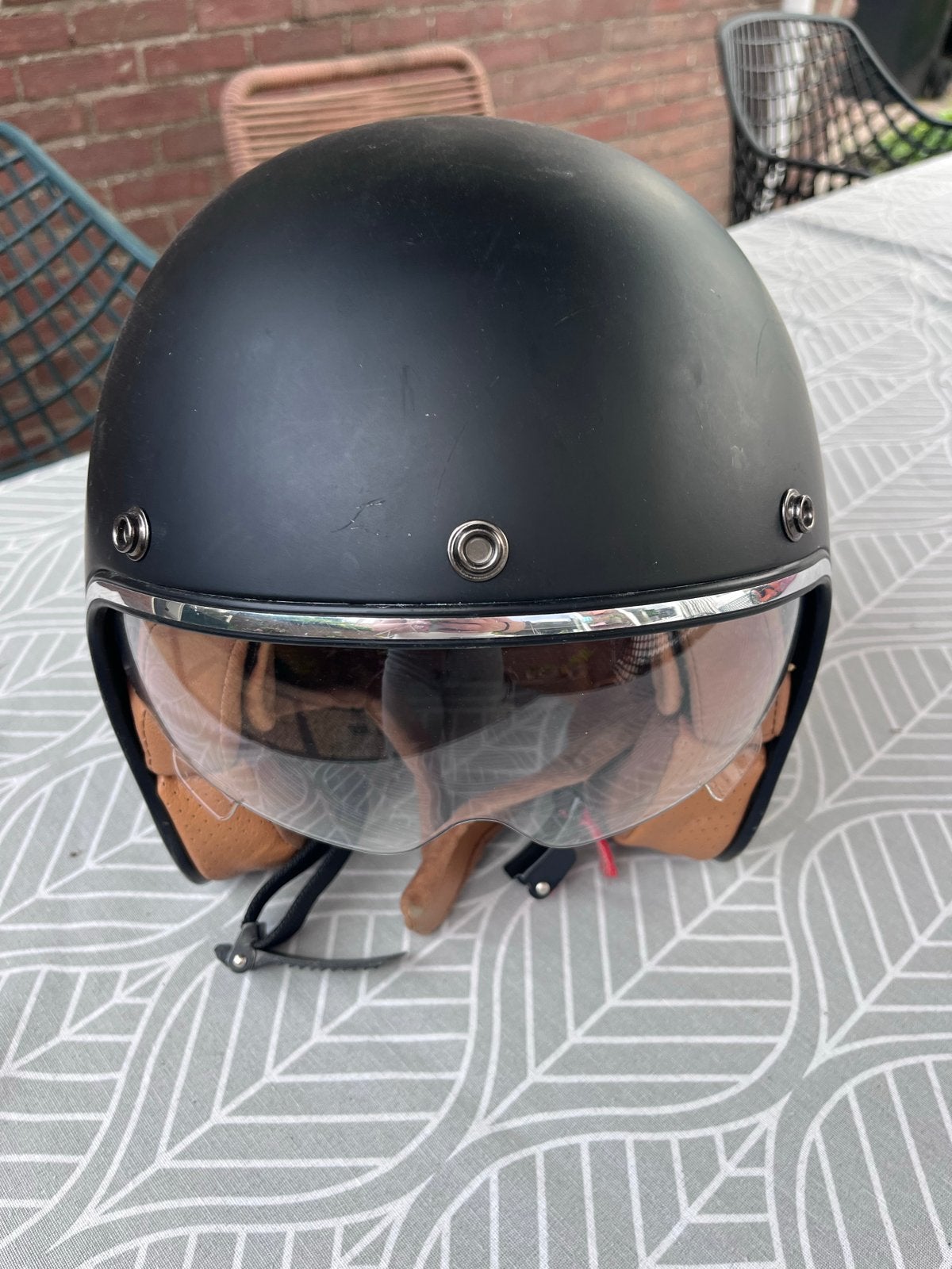 Scooterhelm mat zwart - Maat M (57-58cm), Fietsen en Brommers, Brommerhelmen, Ophalen, Gebruikt, Medium