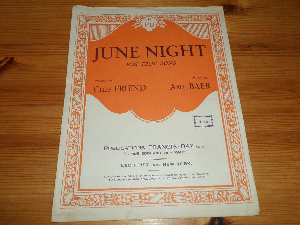 June night - abel baer / cliff friend, Zang, Gebruikt, Ophalen of Verzenden, Artiest of Componist