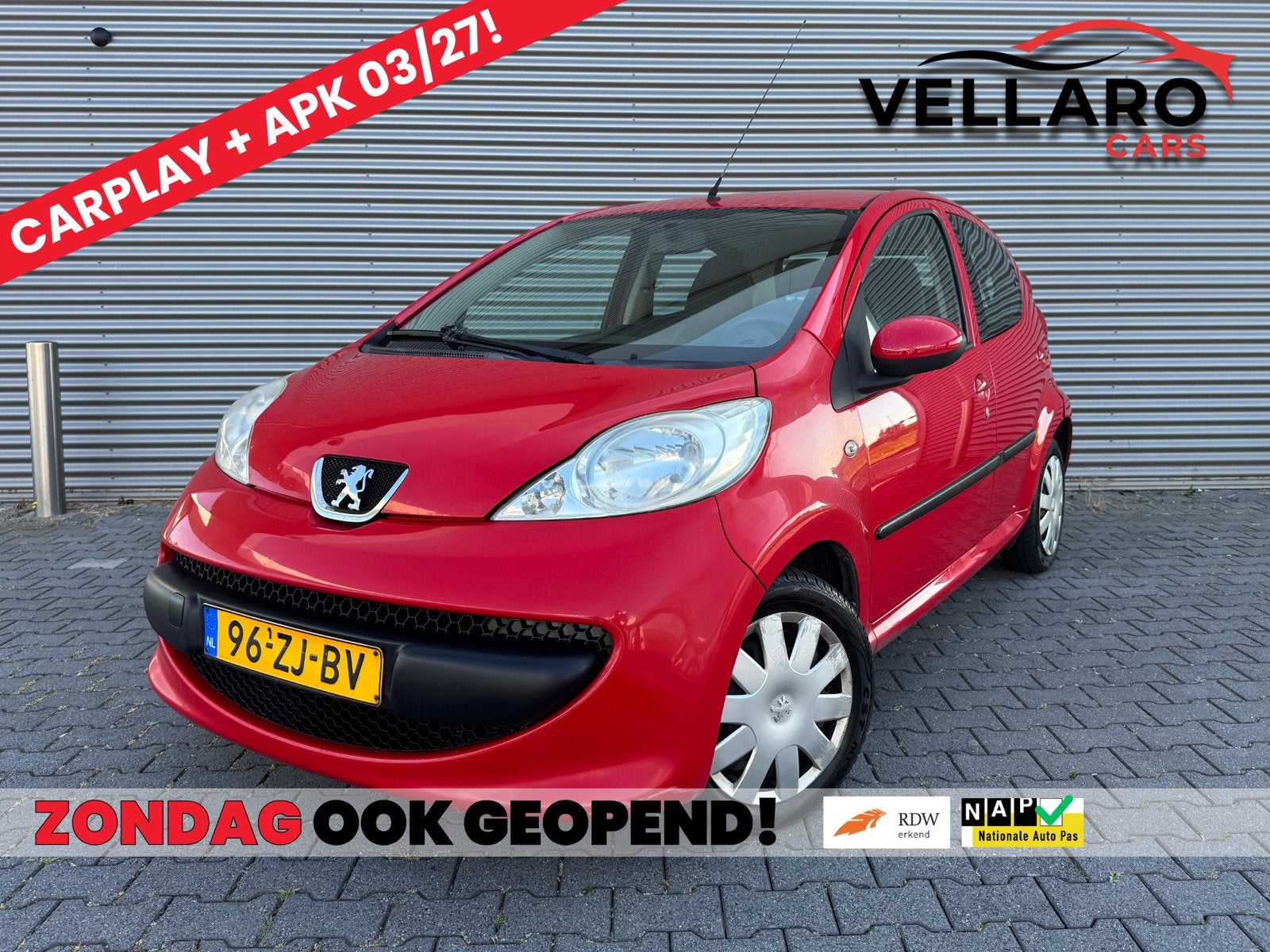 Peugeot 107 APK | CARPLAY | 5DEURS | GROTE BEURT| ELEK RAMEN, Voorwielaandrijving, Stof, 4 stoelen, 68 pk