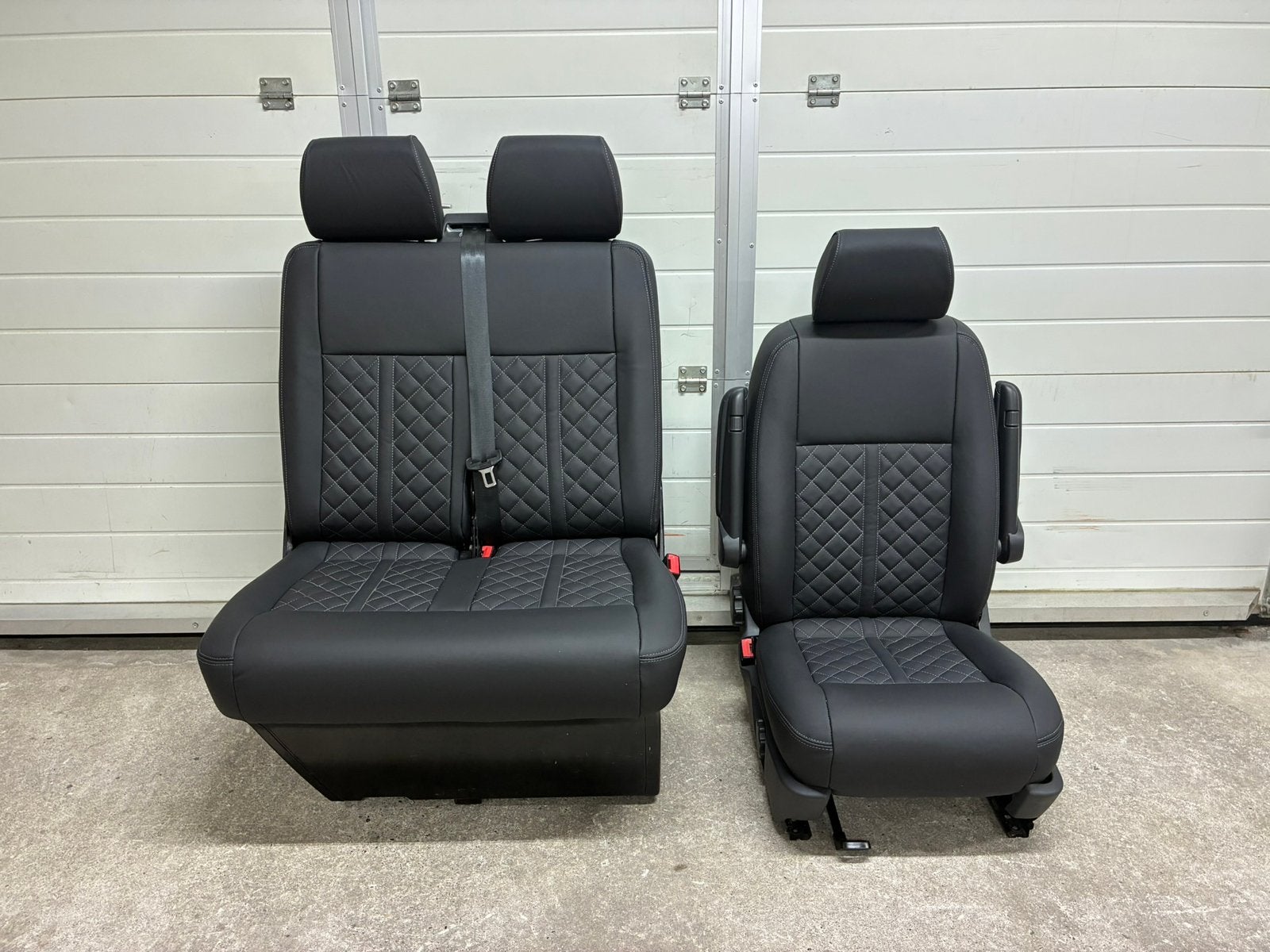 Volkswagen Transporter T5 - T6 stoel met bank zwart leder, Auto-onderdelen, Ophalen, Volkswagen