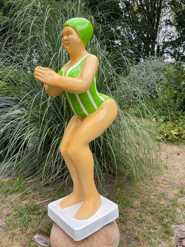 Duikende dame jacuzzi tuin, zwembad, vijver 115cm, Ophalen, Nieuw, Kunststof, Mensenbeeld