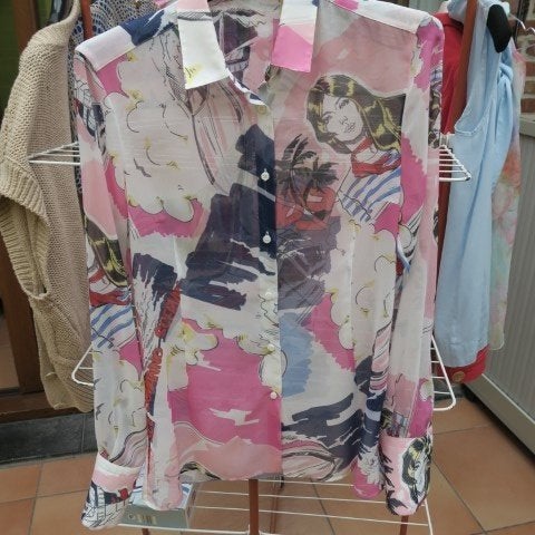 Blouse nieuw zijde print roze blauw Scervino mt 38 (it 42), Maat 38/40 (M), Meerkleurig, Nieuw, Ophalen of Verzenden