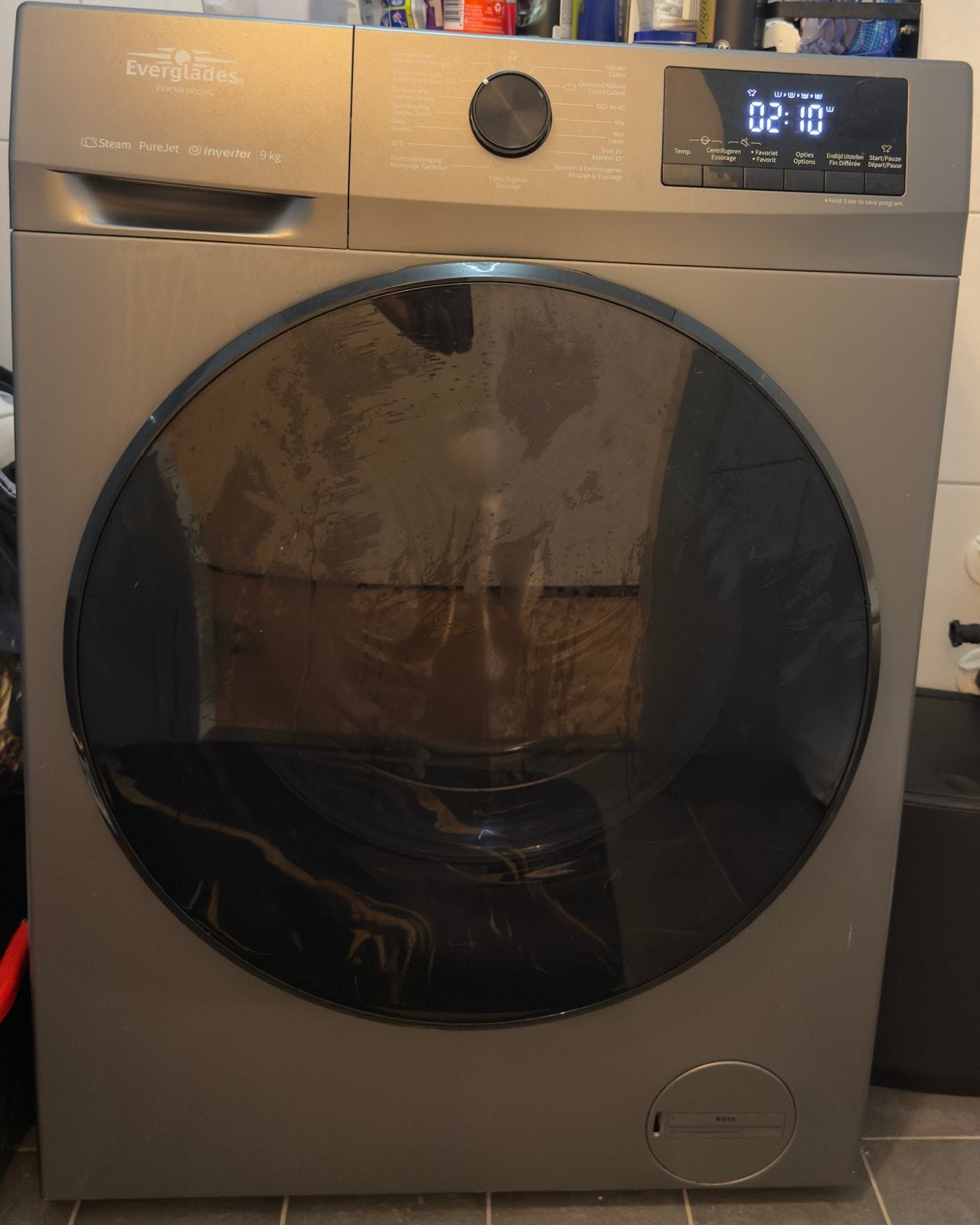 Everglades Wasmachine 9kg - Zo goed als nieuw, 1200 tot 1600 toeren, 8 tot 10 kg, Ophalen of Verzenden, Zo goed als nieuw