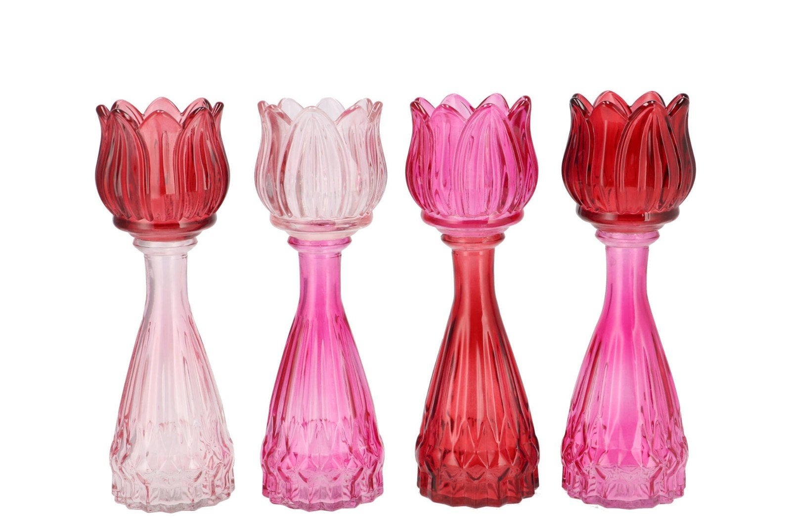 Tulp vaasjes waxinelichthouders glas, Huis en Inrichting, Ophalen of Verzenden, Glas