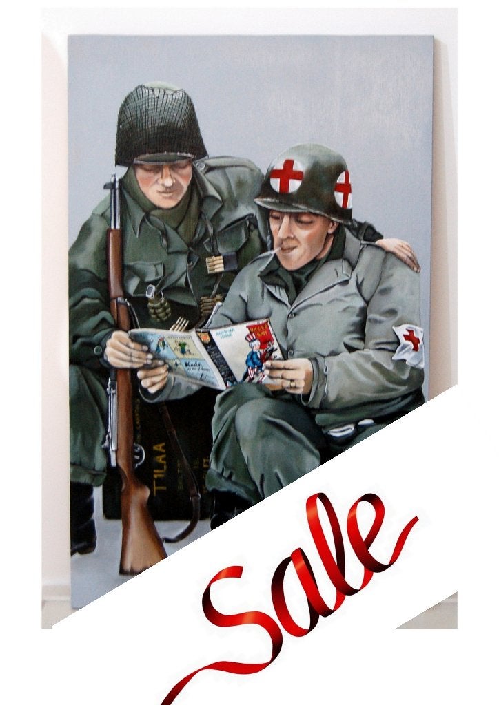 Brothers in arms. WO2, vriendschap & comics acryl op hout, Ophalen of Verzenden, Gelimiteerde oplage, Overig onderwerp