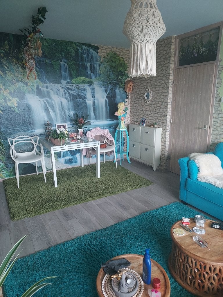Metalen uitschuifbare eethoektafel met glazen platen en