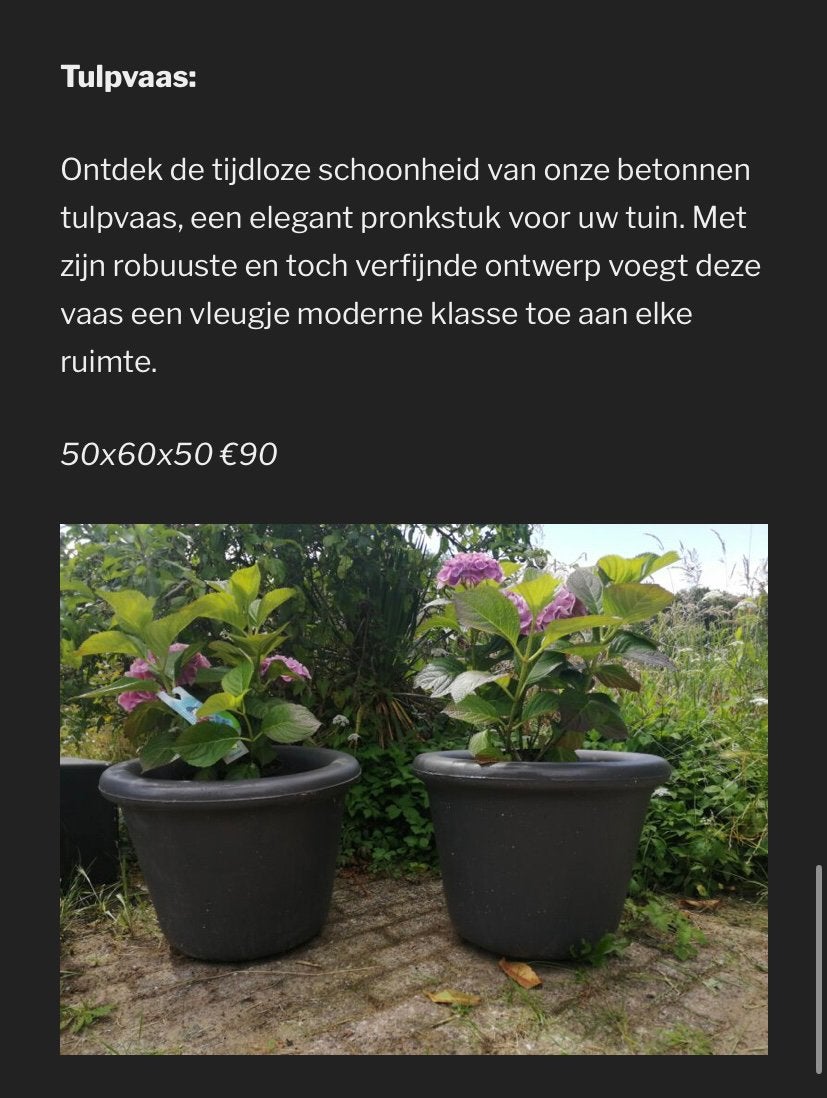 Strake ronde betonnen bloem/planten bakken -tulpvaas, Ophalen, Minder dan 60 cm, Rond, Nieuw