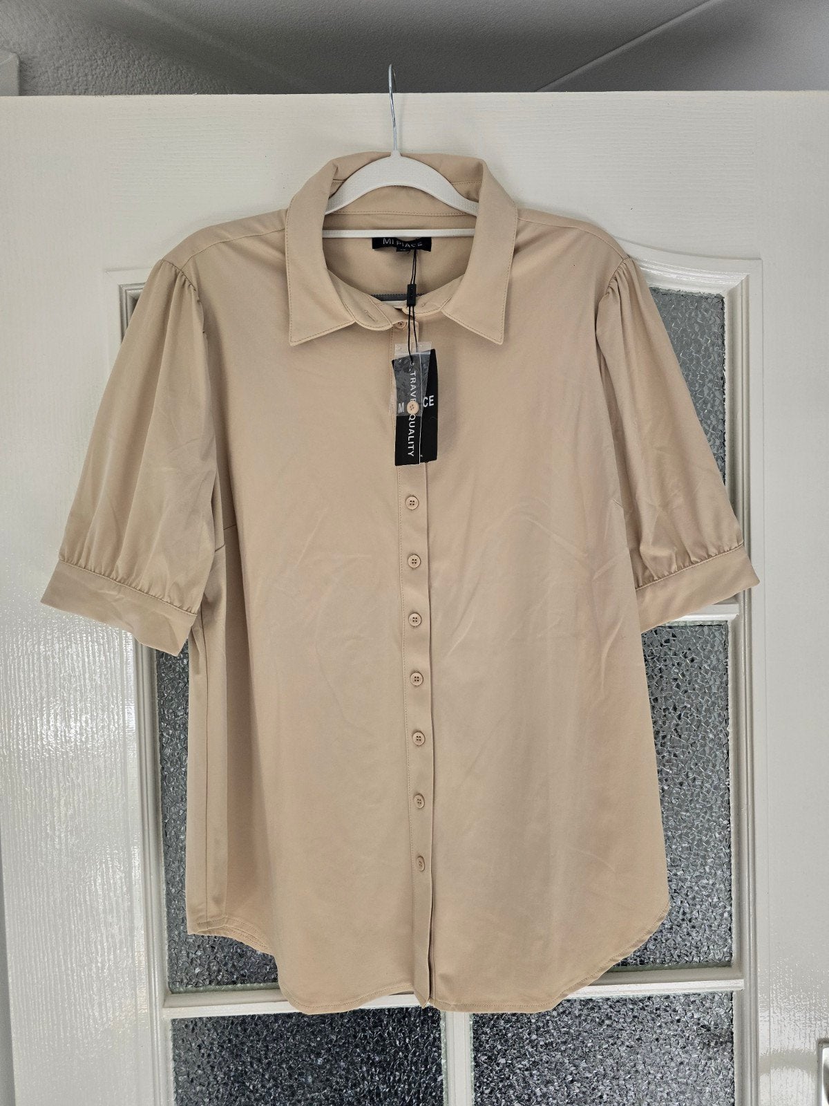 nieuw mi piace blouse xl zand, Kleding | Dames, Ophalen of Verzenden, Nieuw, Maat 46/48 (XL) of groter, Beige