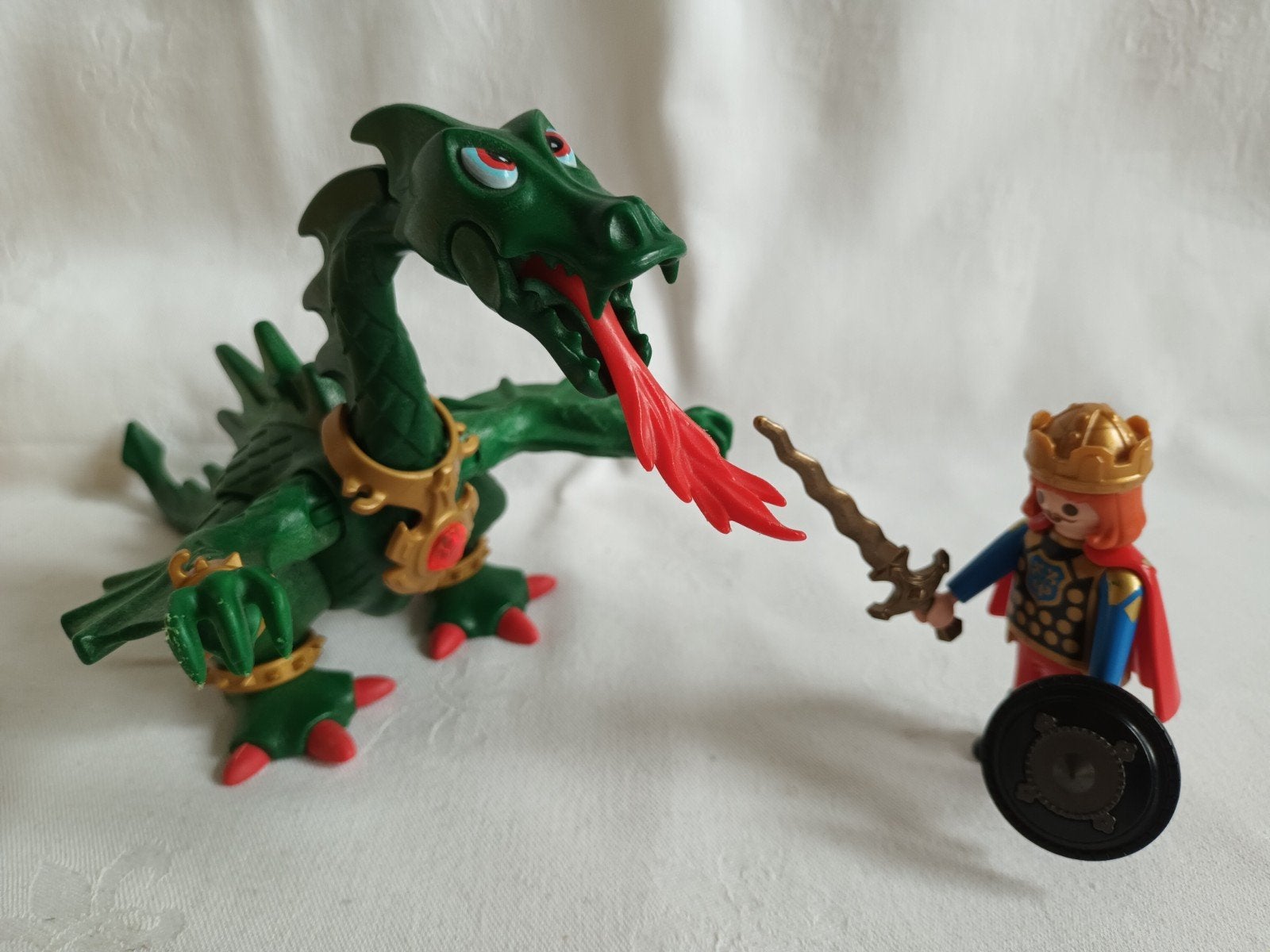 Playmobil groene Draak met drakenridder uit set 3840, Ophalen of Verzenden