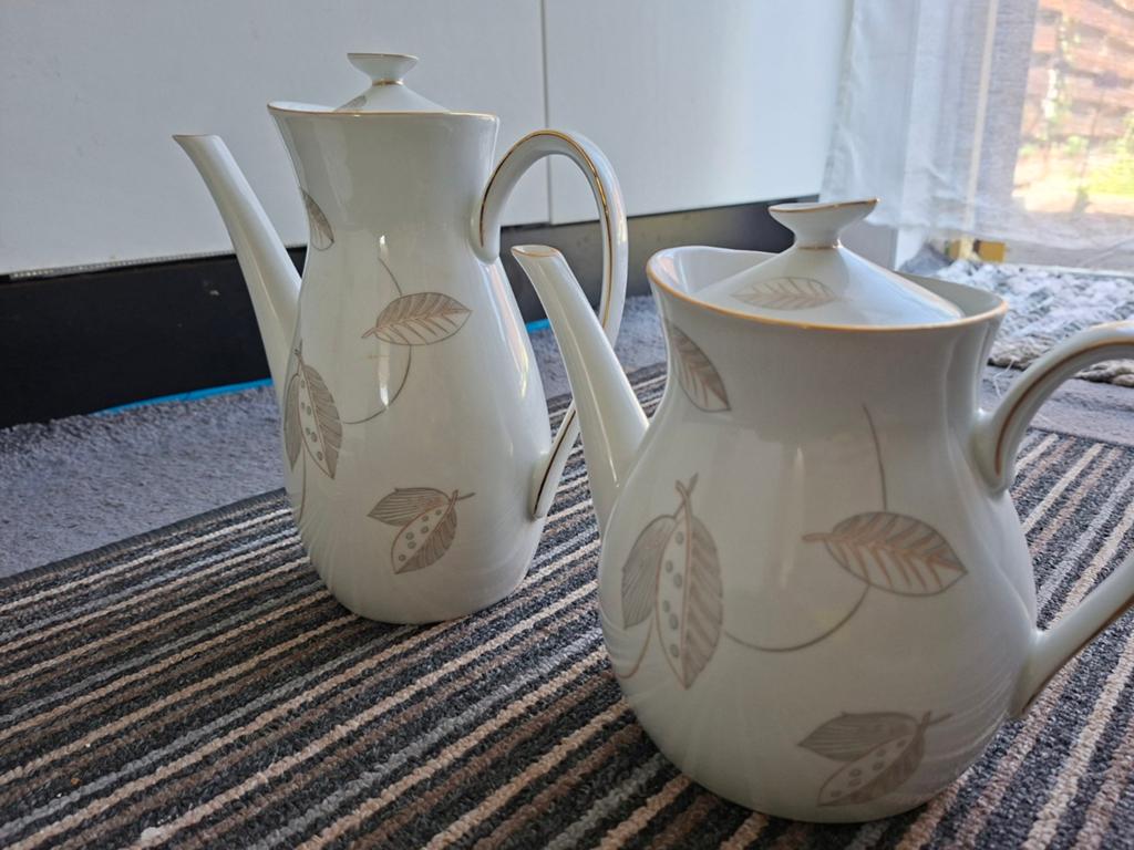 Mooie complete servies set met bladmotief, Ophalen, Zo goed als nieuw, Compleet servies