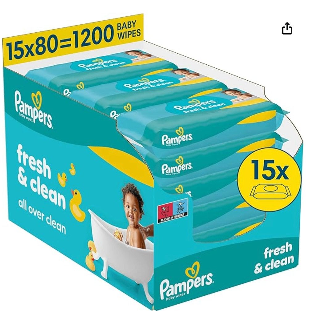 1200 billendoekjes -Pampers Fresh Clean Babydoekjes, Ophalen of Verzenden, Nieuw, Overige typen