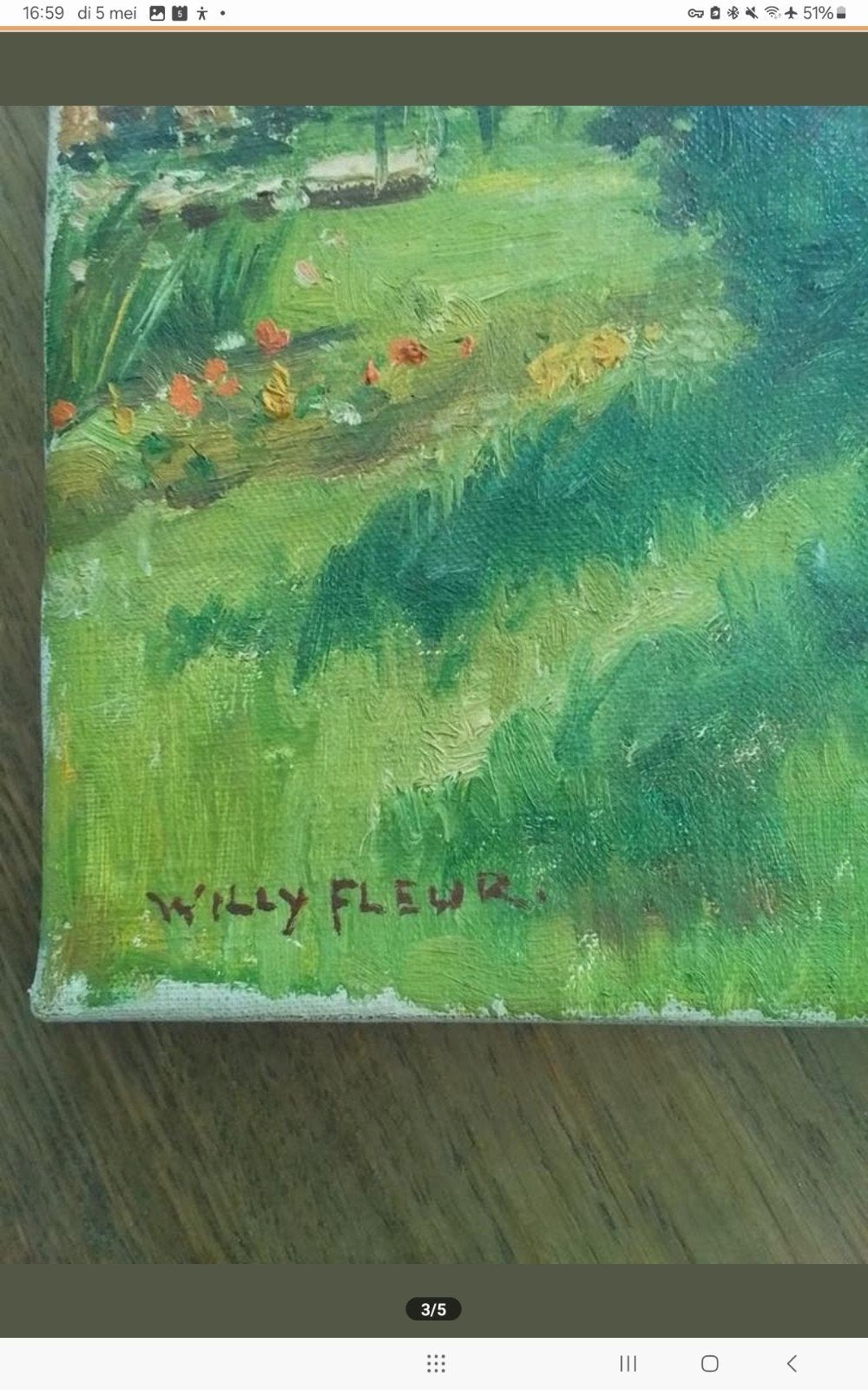 Klein schilderijtje van Willy Fleur, Ophalen