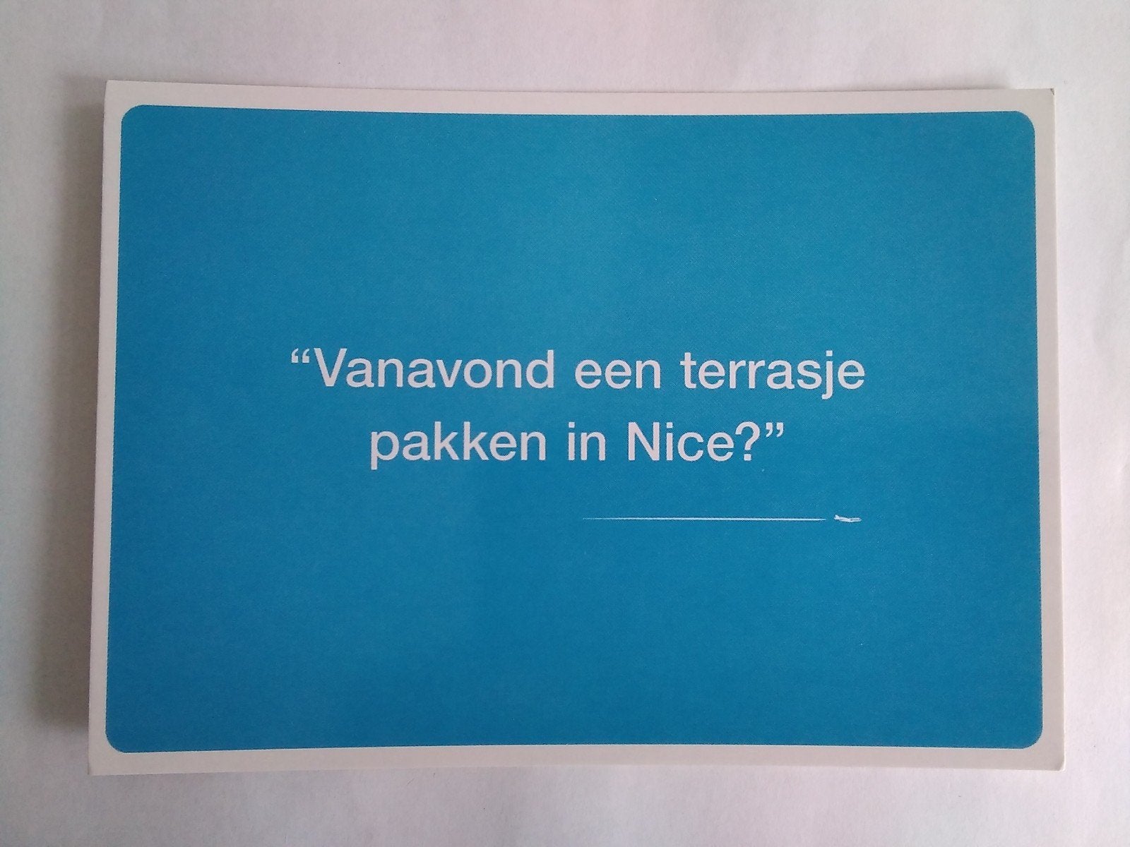 Ansichtkaart KLM Vanavond terrasje pakken in Nice?, Verzenden, Overige thema's