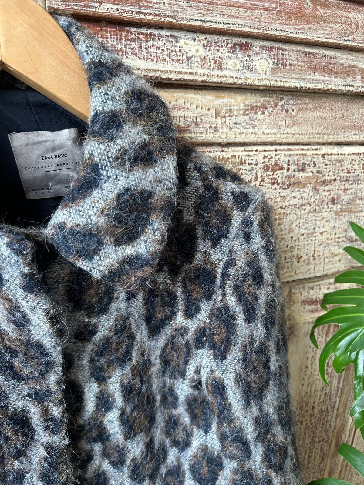 Zara a-lijn winterjas maat S panterprint wolmix, Ophalen of Verzenden, Zo goed als nieuw, Maat 36 (S), Bruin