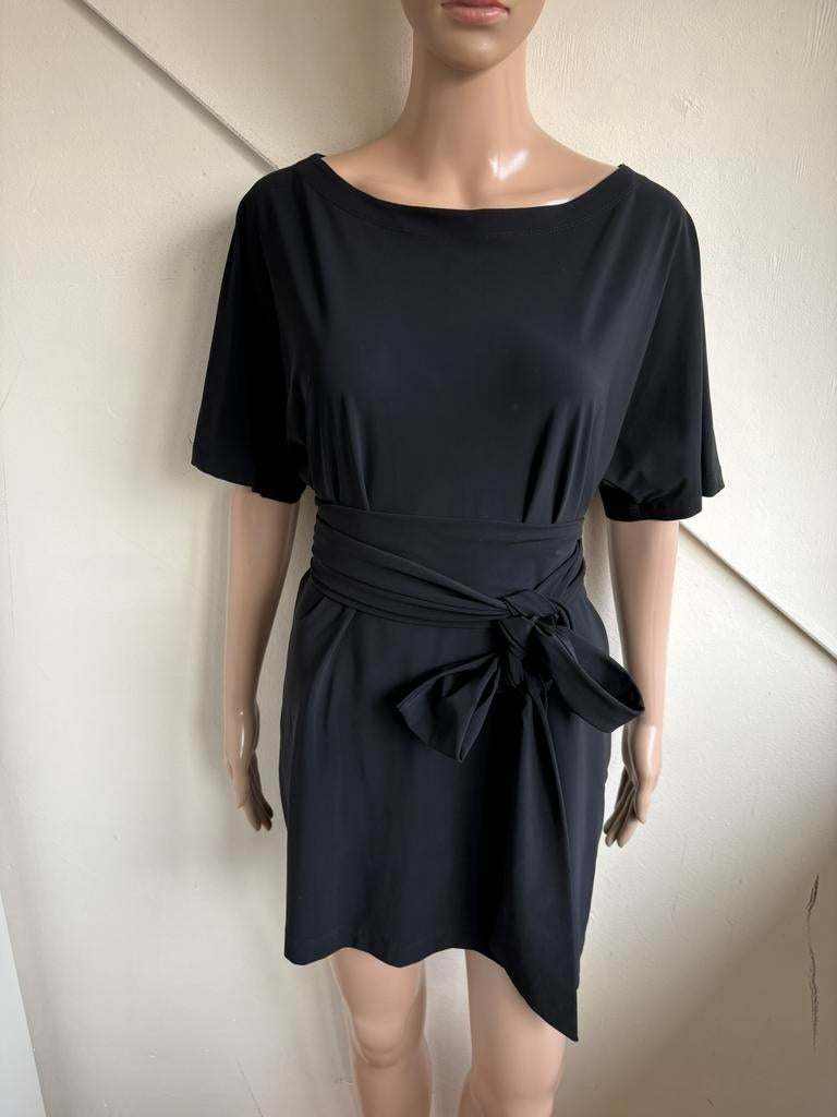 Ladress travelstof tuniek met sjaal / riem maat M zwart, Maat 38/40 (M), Zwart, Ophalen of Verzenden, Zo goed als nieuw