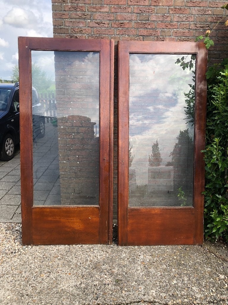 | Hardhouten| Dubbele buitendeuren| enkelglas| 200,5x 176,5|, Doe-het-zelf en Verbouw, Ophalen, Gebruikt, 120 cm of meer, Buitendeur
