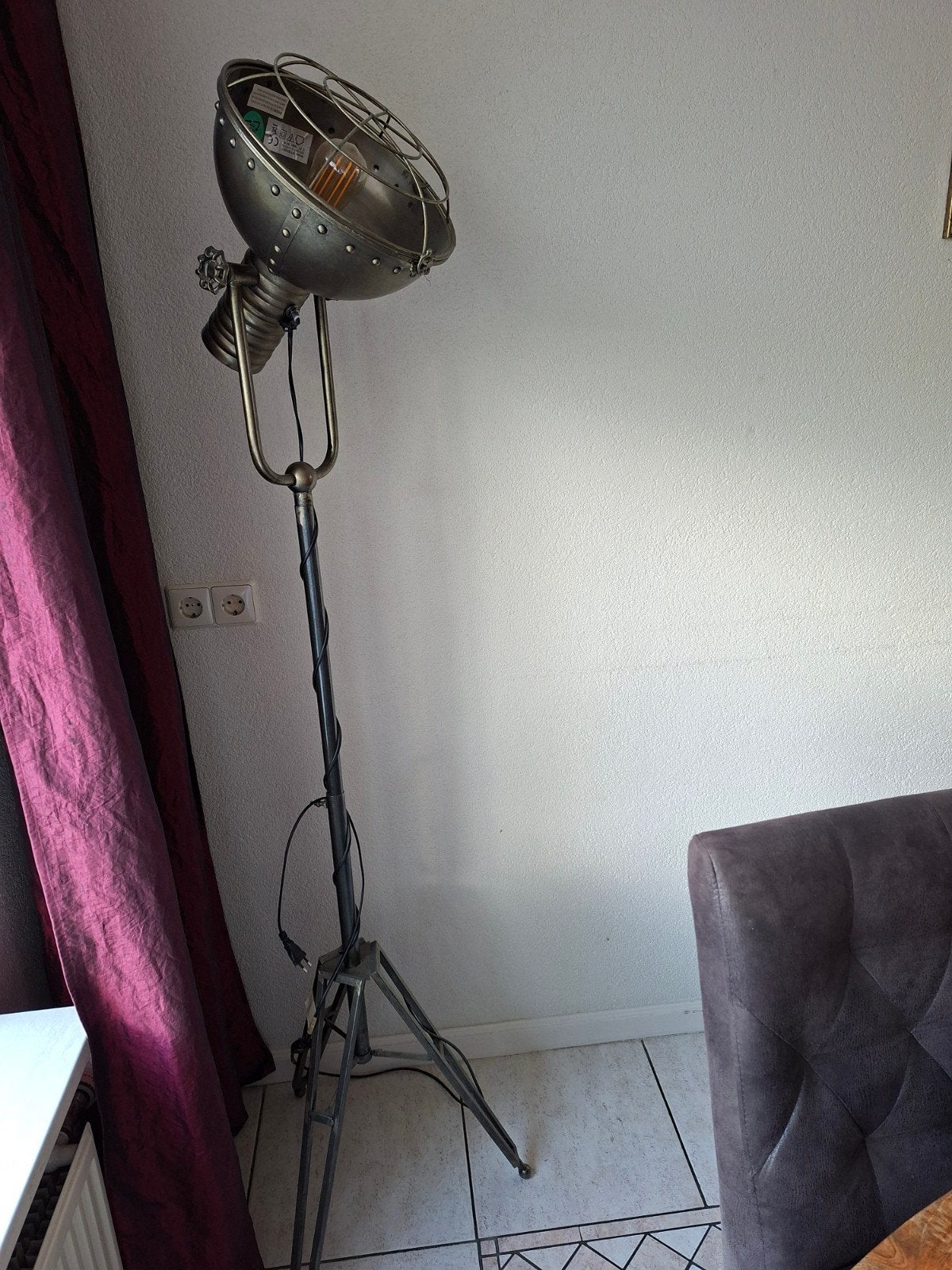 Industriële Vloerlamp met Statief - Vintage Stijl, Ophalen, Industrieel, Vintage, Loft, E27 (groot), Zo goed als nieuw