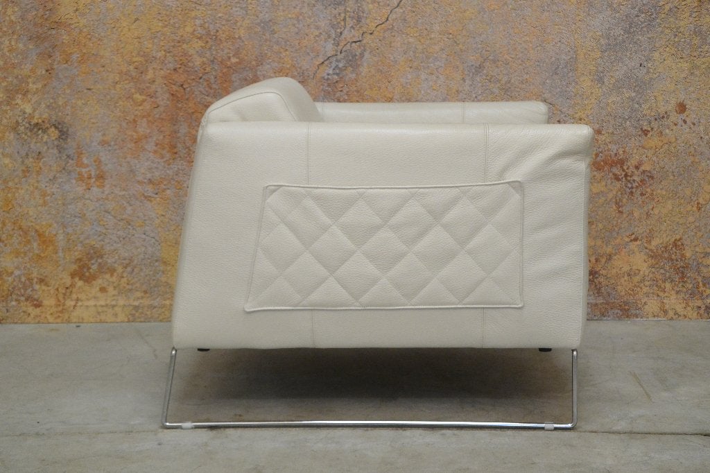 IZGStaat witte leren Italiaanse designfauteuil van Natuzzi, Natuzzi, Natuzzi, 75 tot 100 cm, Ophalen of Verzenden