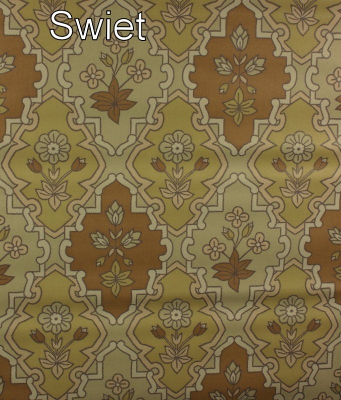 7538 retro barok vintage bloemen behang 70s swiet, Ophalen of Verzenden, Groen