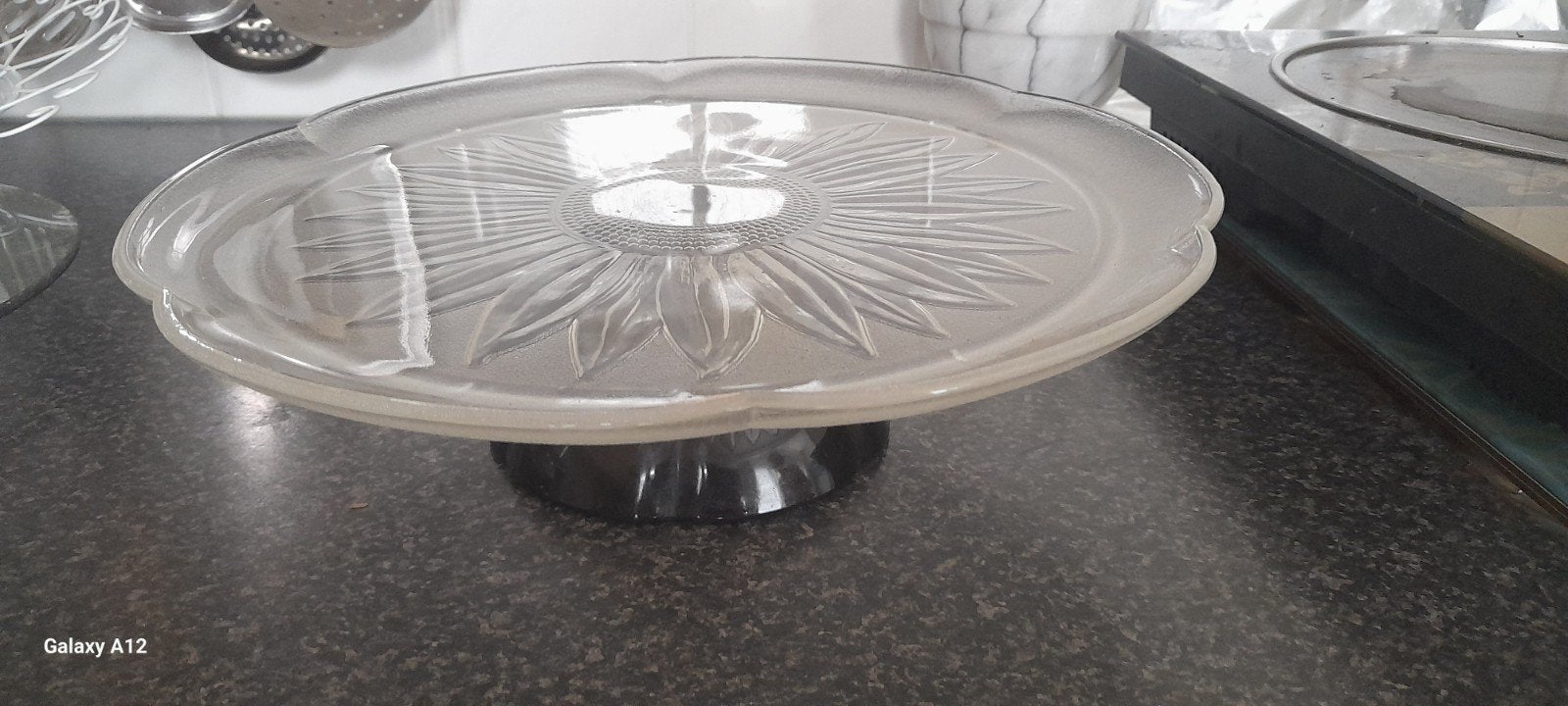 Glazen taartplateau., Ophalen, Zo goed als nieuw, Glas, Pot, Bus of Blik