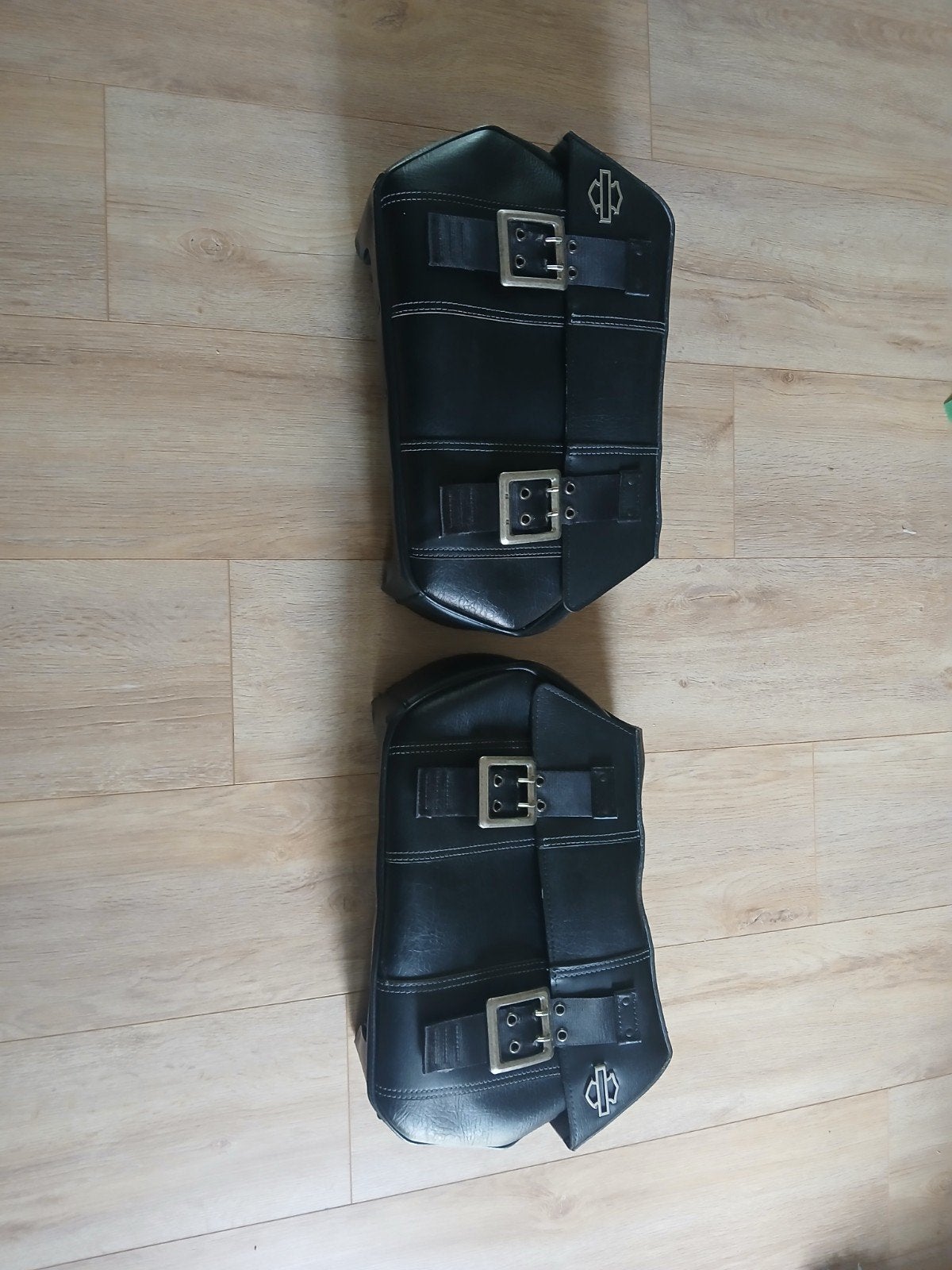 Harley-Davidson Sportster Koffer Set - Zwart Leer, Motoren, Ophalen, Gebruikt
