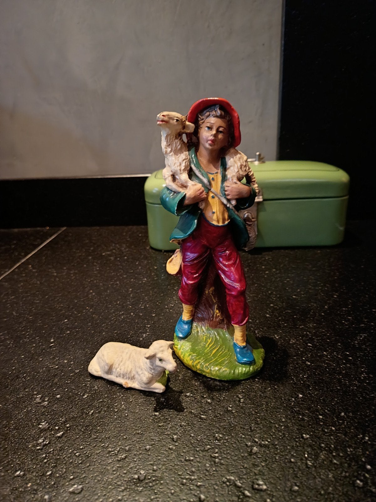nostalgische oude kerstgroep herder met schaapjes, Ophalen, Gebruikt