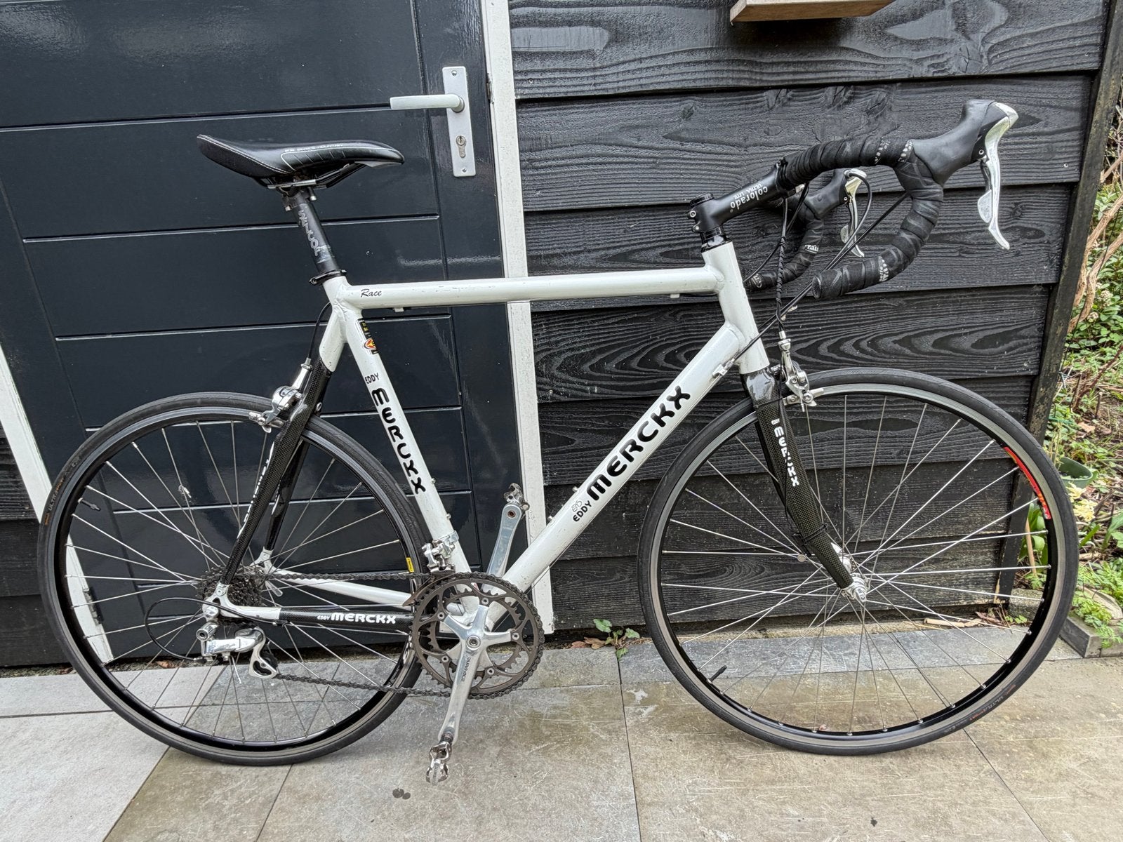 Eddy Merckx Racefiets - Wit/Zwart - Goede Staat, Fietsen en Brommers, 28 inch, Gebruikt, Aluminium, 15 tot 20 versnellingen