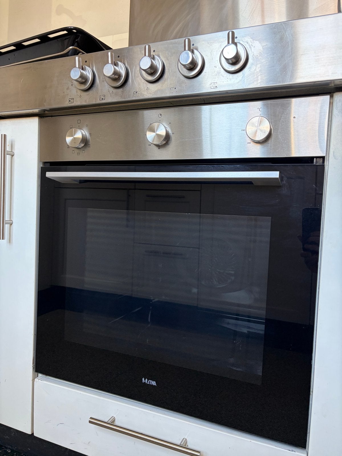 Solitaire gasfornuis met Etna oven - RVS, Ophalen, Gebruikt, 60 cm of meer, Inbouw