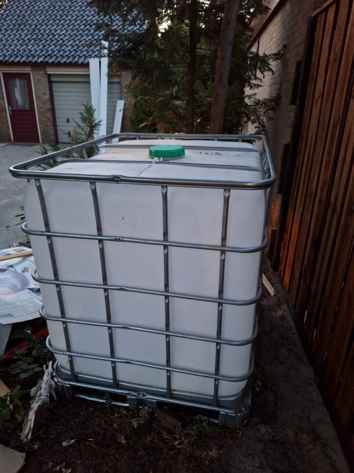 IBC vat - gereinigd, Tuin en Terras, Regentonnen, 150 liter of meer, Ophalen, Zo goed als nieuw, Kunststof